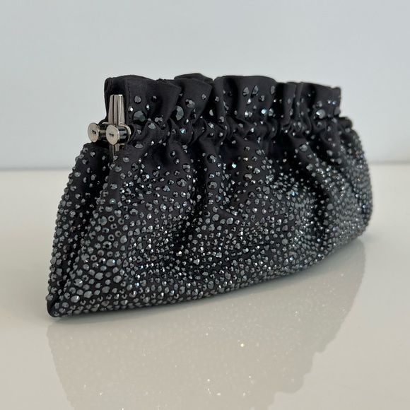 JUDITH LEIBER CHARCOAL CRYSTAL CONVERTIBLE CLUTCH SHOULDER BAG - Picture 3 of 17